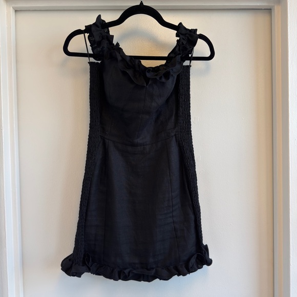 Reformation Black Ruffled Mini Dress - Picture 4 of 7